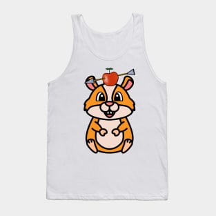 Cute hamster has an apple and arrow on head Tank Top